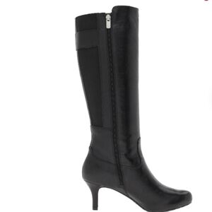 Rockport Elegant Black Knee-High Leather High Heel Boots Size 10 Nwot